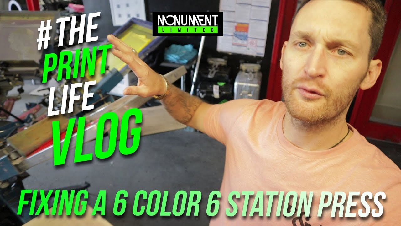 Fixing a 6 color 6 station manual screen printing press | T shirt Printing Vlog | Cam Earven
