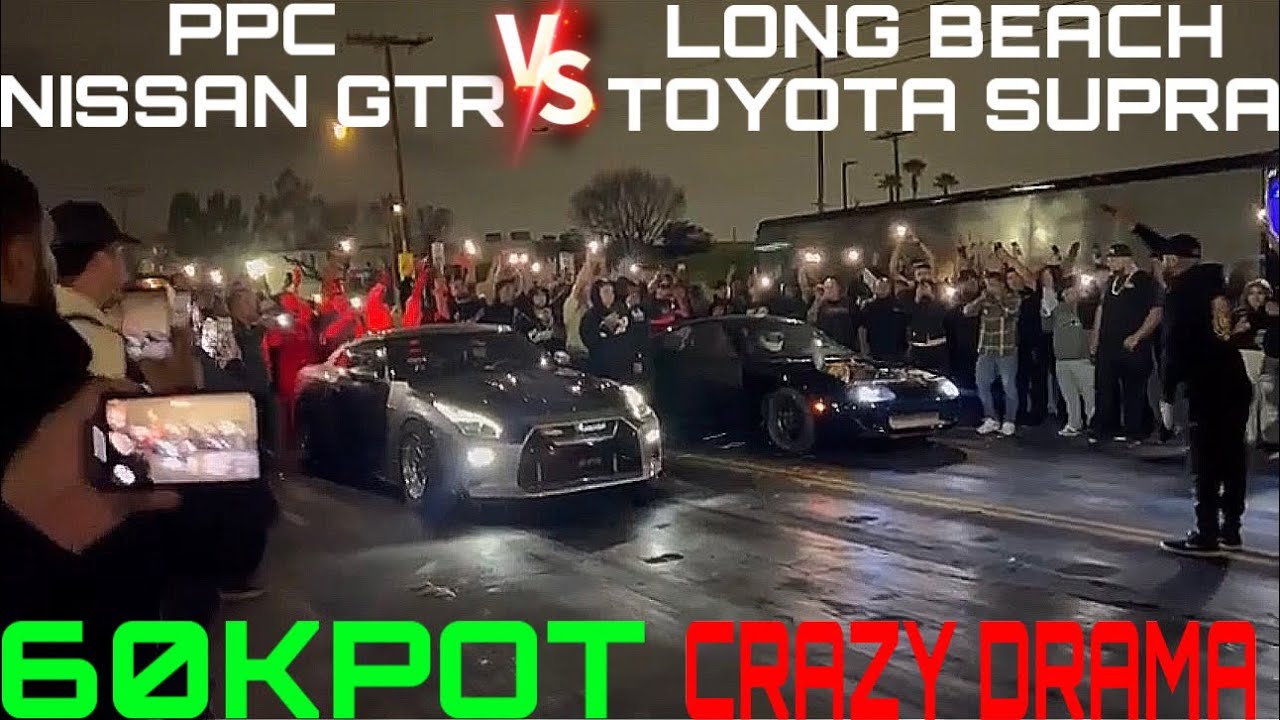 CRAZY DRAMA PPC 2,000HP GTR VS LONG BEACH 1,500HP SUPRA 60KPOT #racing #mexico #drama #fight #turbo