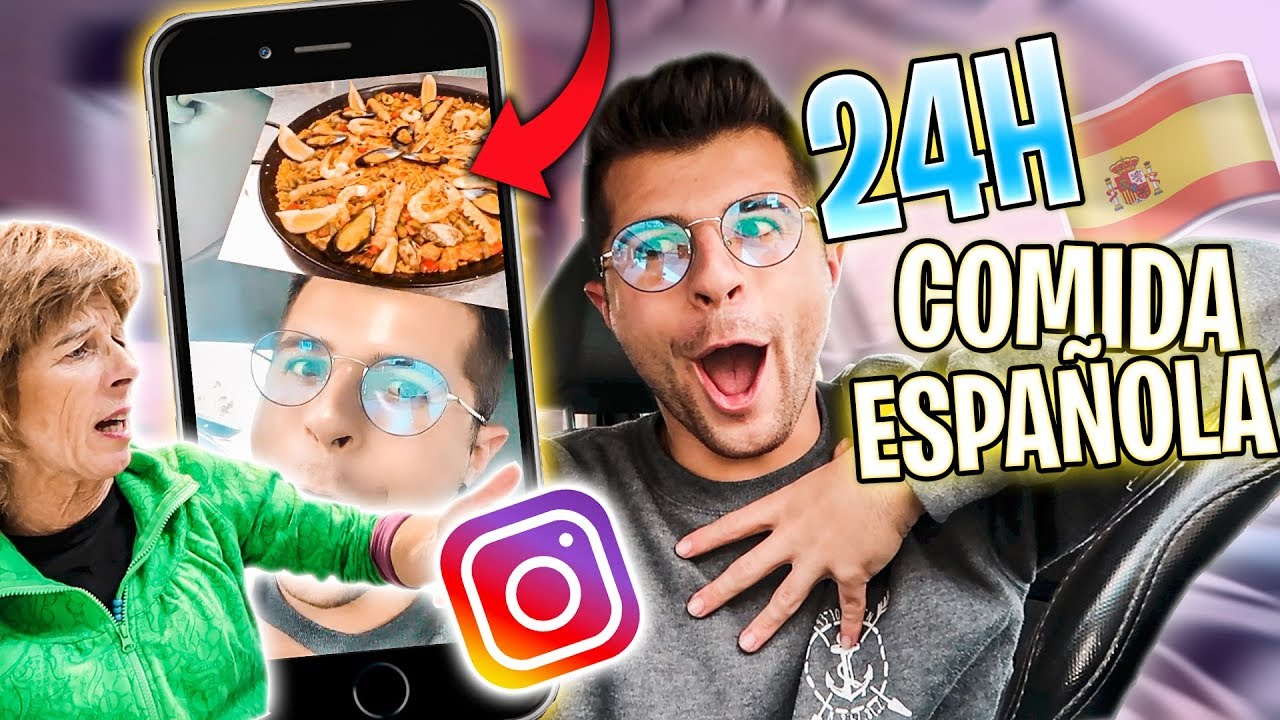 24H COMIENDO COMIDA ESPAÑOLA que diga el FILTRO DE INSTAGRAM + BROMA a mi MADRE