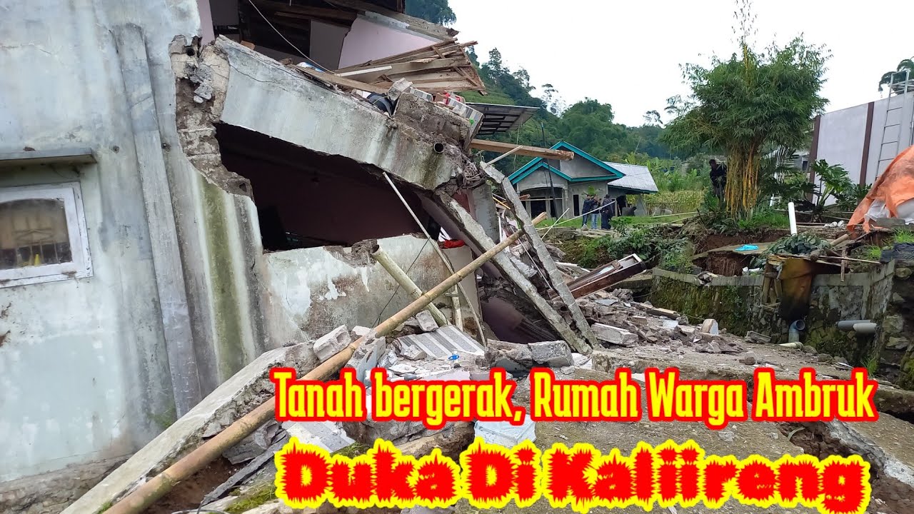 NGERI,,‼️TANAH BERGERAK DI KALIIRENG BANJARNEGARA, RUMAH WARGA RETAK TERANCAM ROBOH