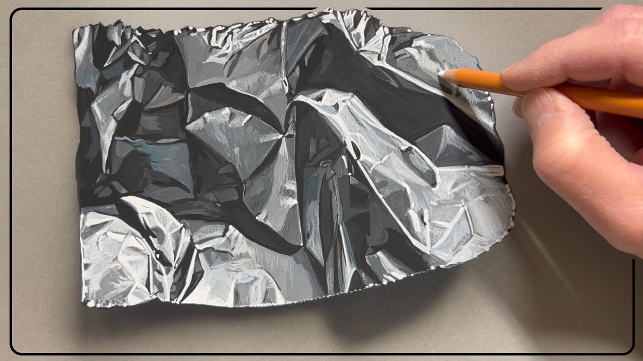DESSINER DU PAPIER ALUMINIUM EN TROMPE L'OEIL - (ART CLASSE - PEINDRE AVEC LO)