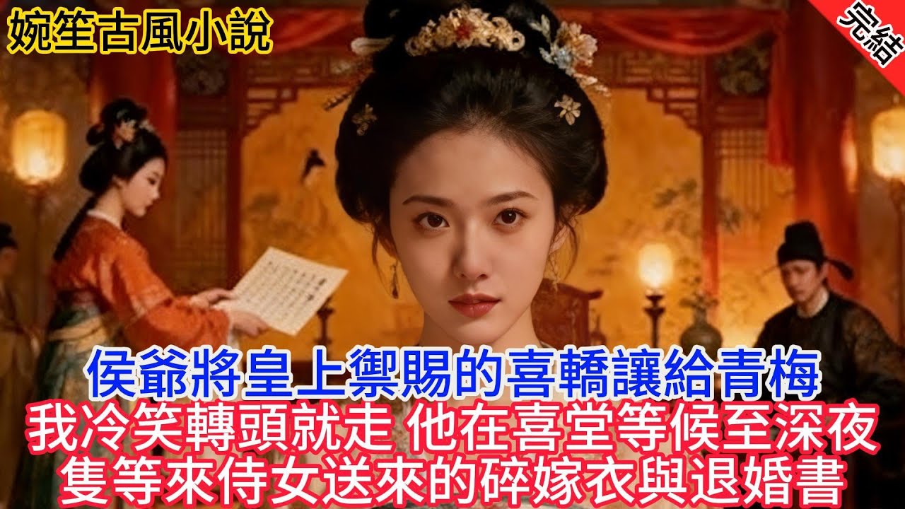 【完結爽文】侯爺將皇上禦賜的喜轎讓給青梅，我冷笑轉頭就走，他在喜堂端坐等候至深夜，最終只等來侍女送來的碎嫁衣與退婚書#小說#追妻火葬場#愛情#古言小說 #逆袭 #爽文完結 #大女主
