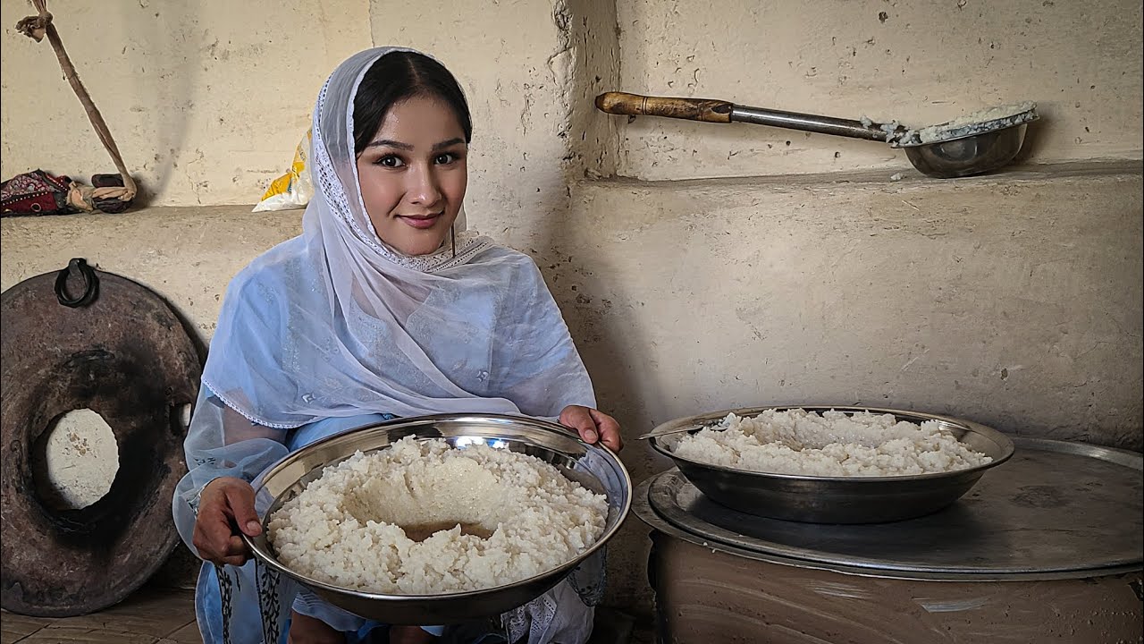 :Silent Village Cooking 🍚 Afghan Girl Cooks Traditional “Ghol Ghiyod” Rice in Nature | No Talking 