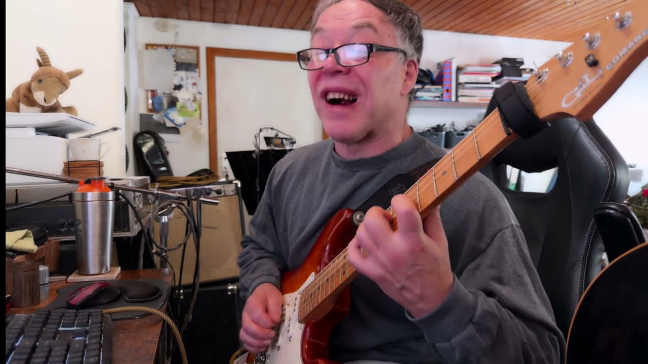 Jamming to a  Funk Fusion guitar track