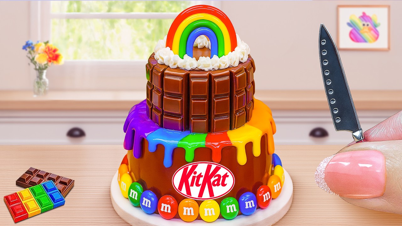How to Make Choco Rainbow Dream KITKAT Cake☀️DIY Tiny Cake Challenge💕Cake In Wonderland
