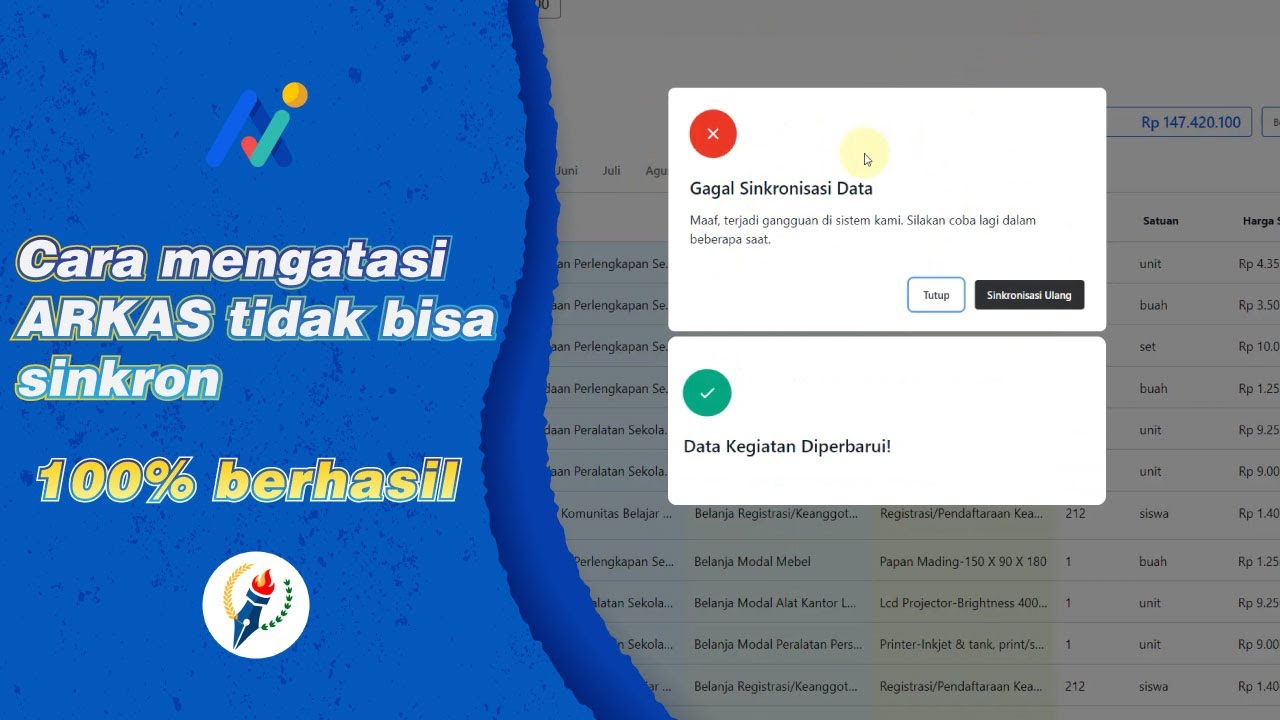 Cara Mengatasi ARKAS Gagal Sinkron   ✅  Dijamin  💯% Berhasil