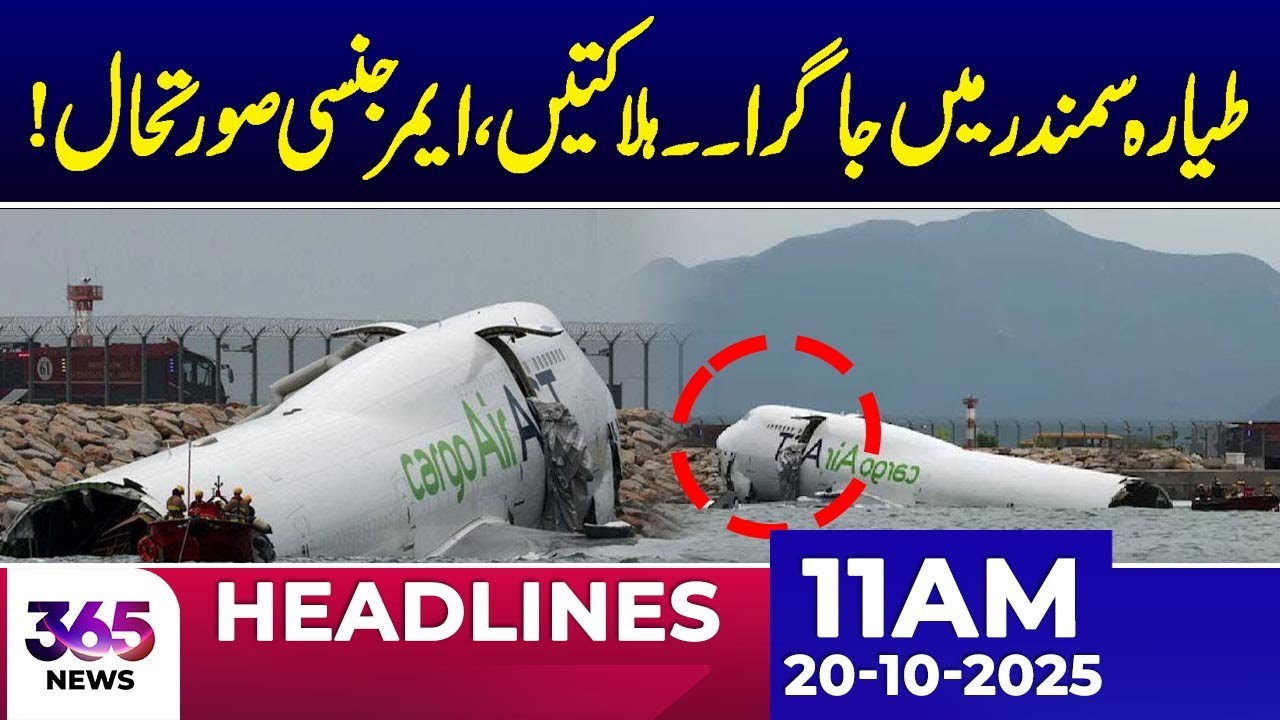 Plane crashes into the sea | 11AM Headlines | 20 Oct 2025 | 365 News