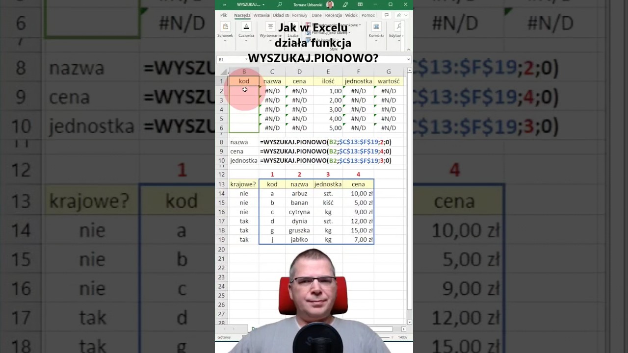 Jak w Excelu działa funkcja WYSZUKAJ.PIONOWO? #microsoftexcel