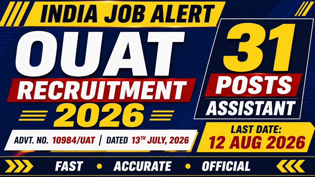 OUAT Recruitment 2026 | 31 Assistant Posts | Odisha University of Agriculture & Technology, Bbsr