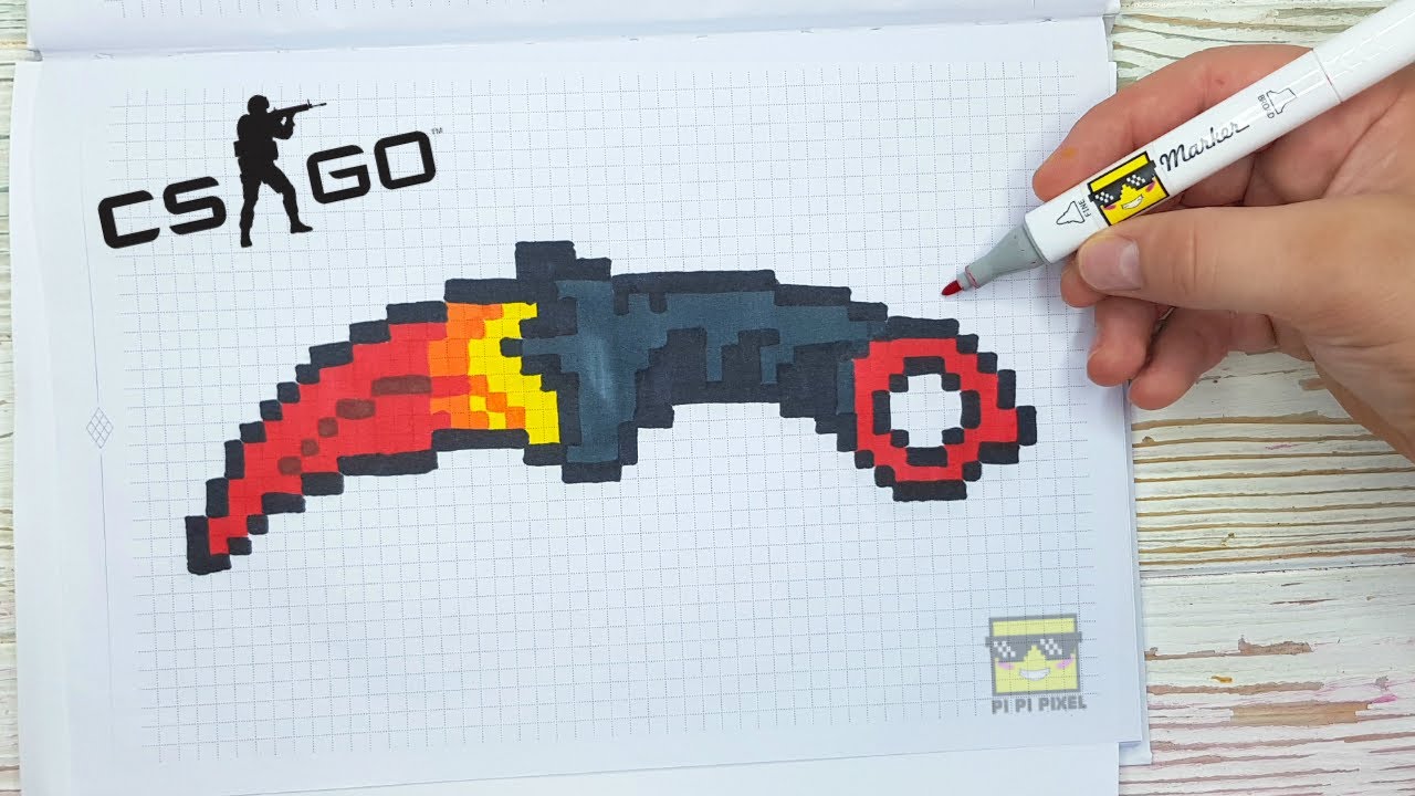 НОЖ КЕРАМБИТ из CS:GO !🛑 РИСУНКИ ПО КЛЕТОЧКАМ !  PIXEL ART Block Strike