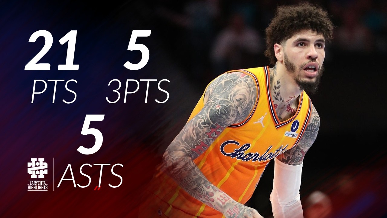 LaMelo Ball 21 pts 5 threes 5 asts vs Heat 25/26 season