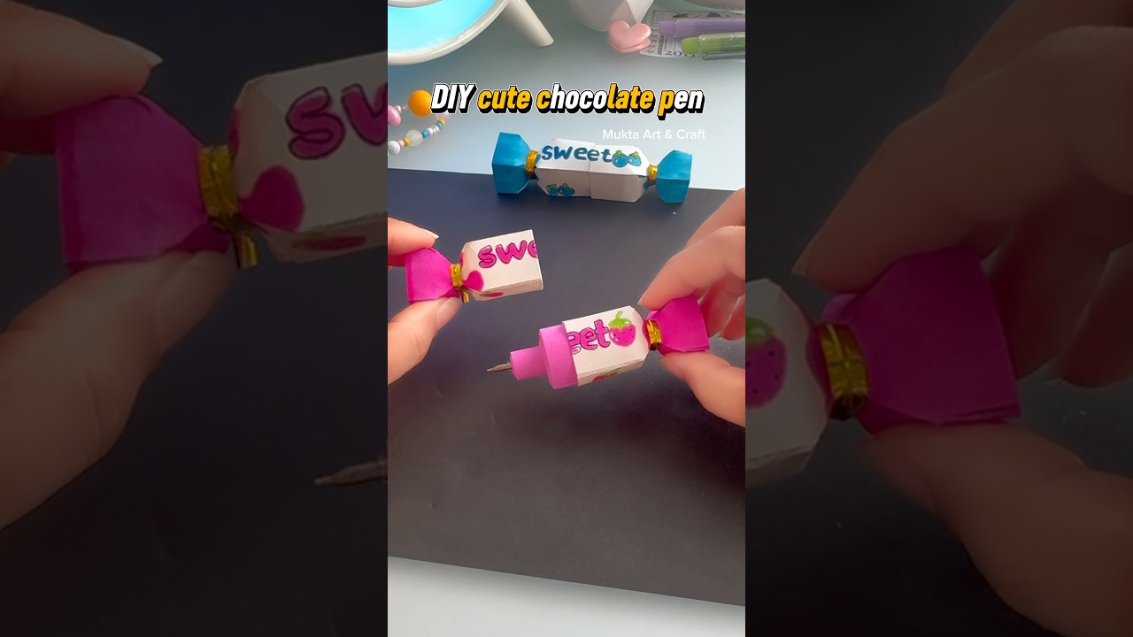 DIY cute Chocolate Pen ideas😜✨#shorts #art #diy #craft #youtubeshorts