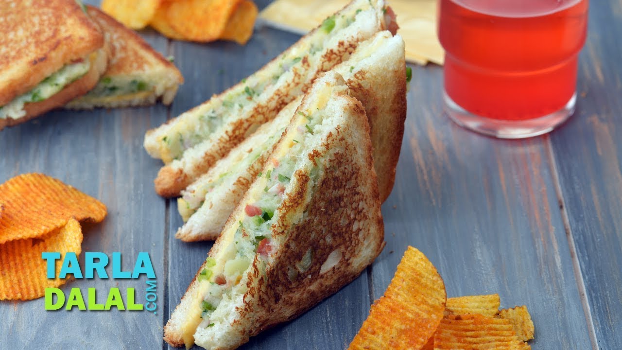 Cheese Vegetable Sandwich, Sandwich Recipe on a Tava by Tarla Dalal