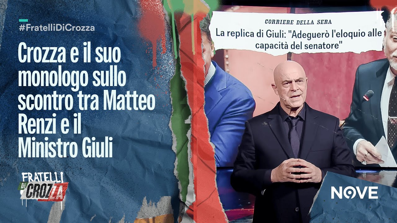 Crozza e il suo monologo sullo scontro tra Matteo Renzi e il Ministro Giuli