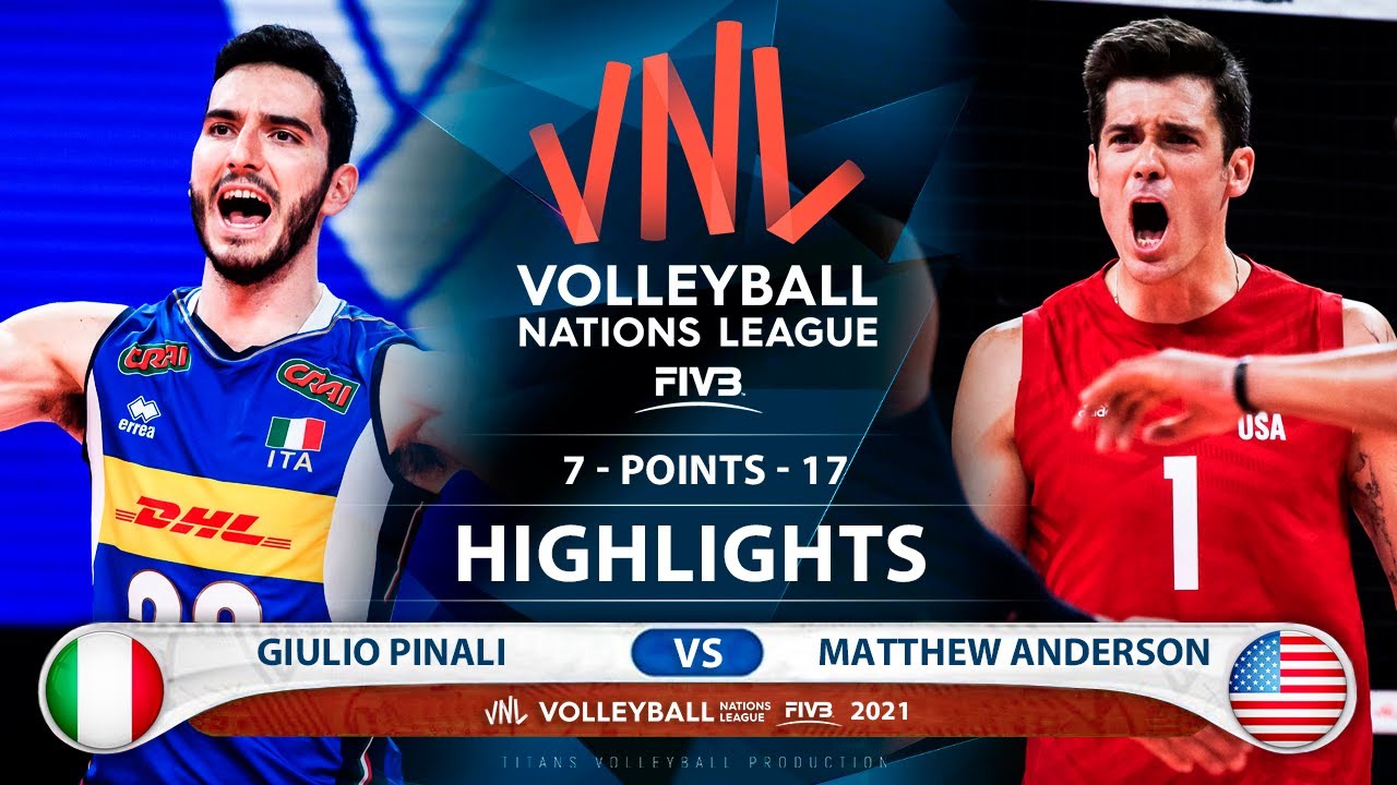 Italy vs Usa | VNL 2021 | Highlights | Giulio Pinali vs Matthew Anderson