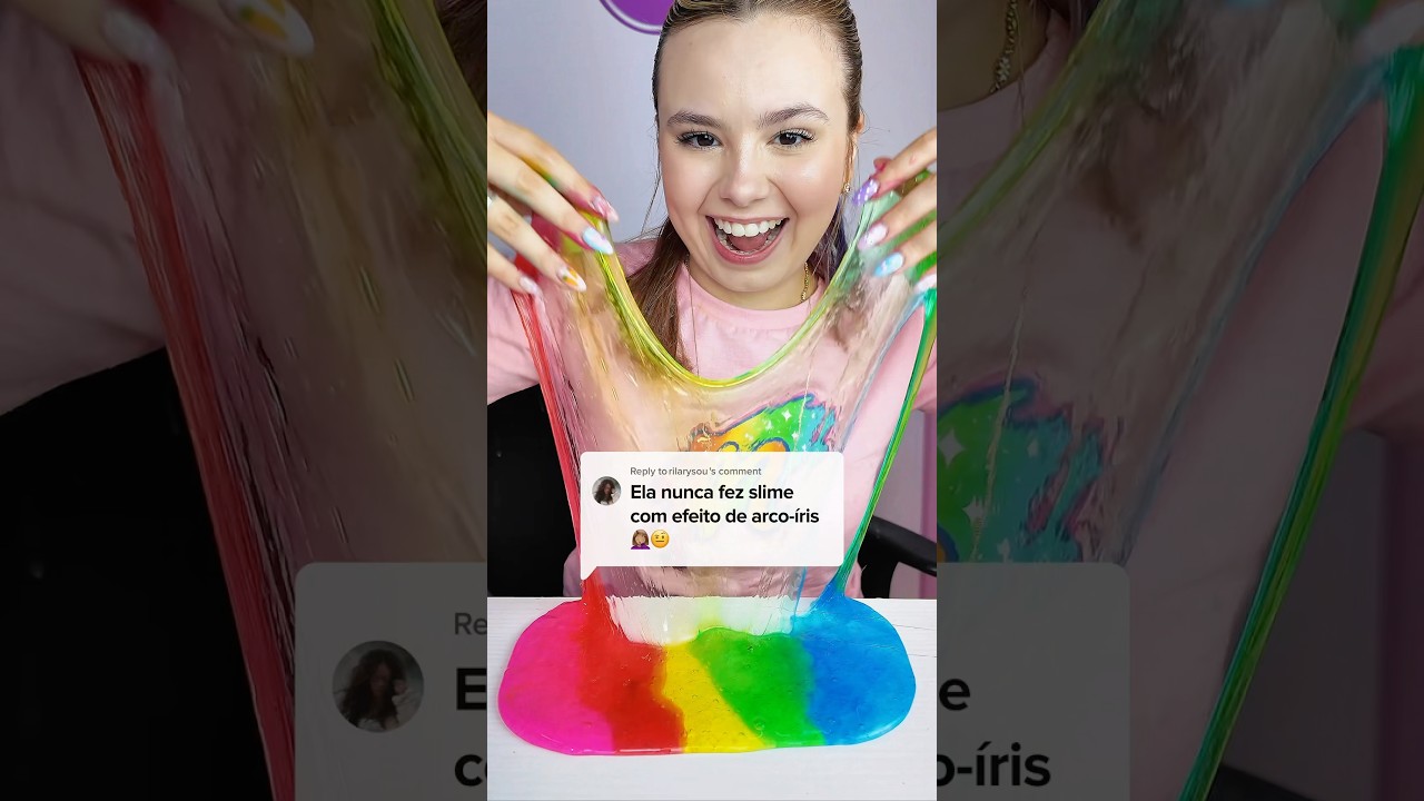Slime com efeito arco-&iacute;ris #slime