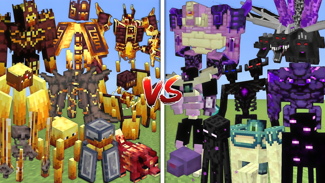 ALL BLAZES VS ALL ENDERMANS MOBS BATTLE IN MINECRAFT