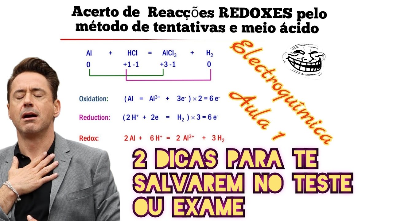 ELECTROQUÍMICA. ACERTO DE EQUAÇÕES REDOXES ( MÉTODO DE TENTATIVAS E MÉTODO ÁCIDO)