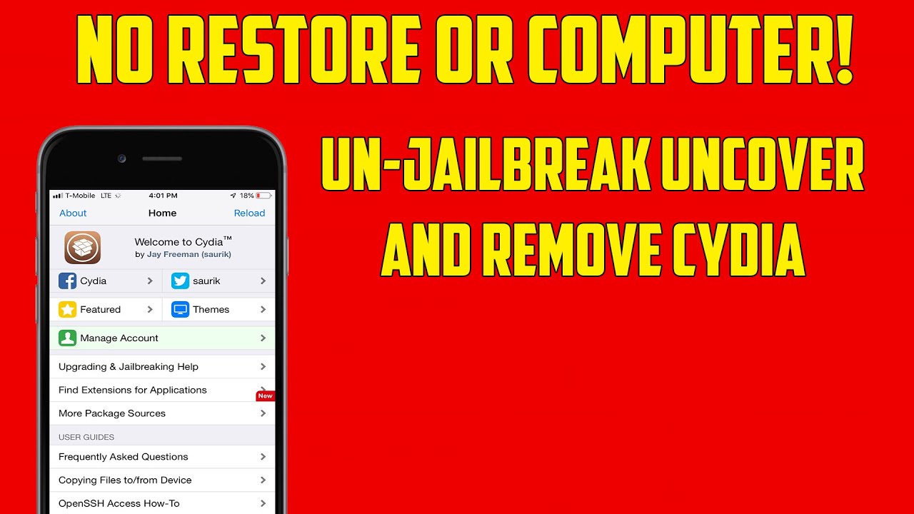 How To Un-Jailbreak Unc0ver REMOVE Cydia (NO RESTORE!)