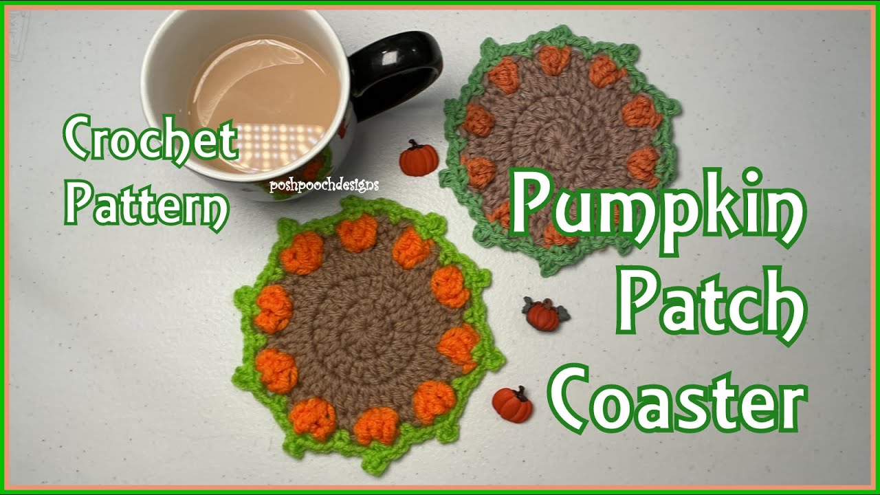 Learn To Crochet The Pumpkin Patch Coaster Crochet Pattern #crochet #fallcrochet #pumpkins