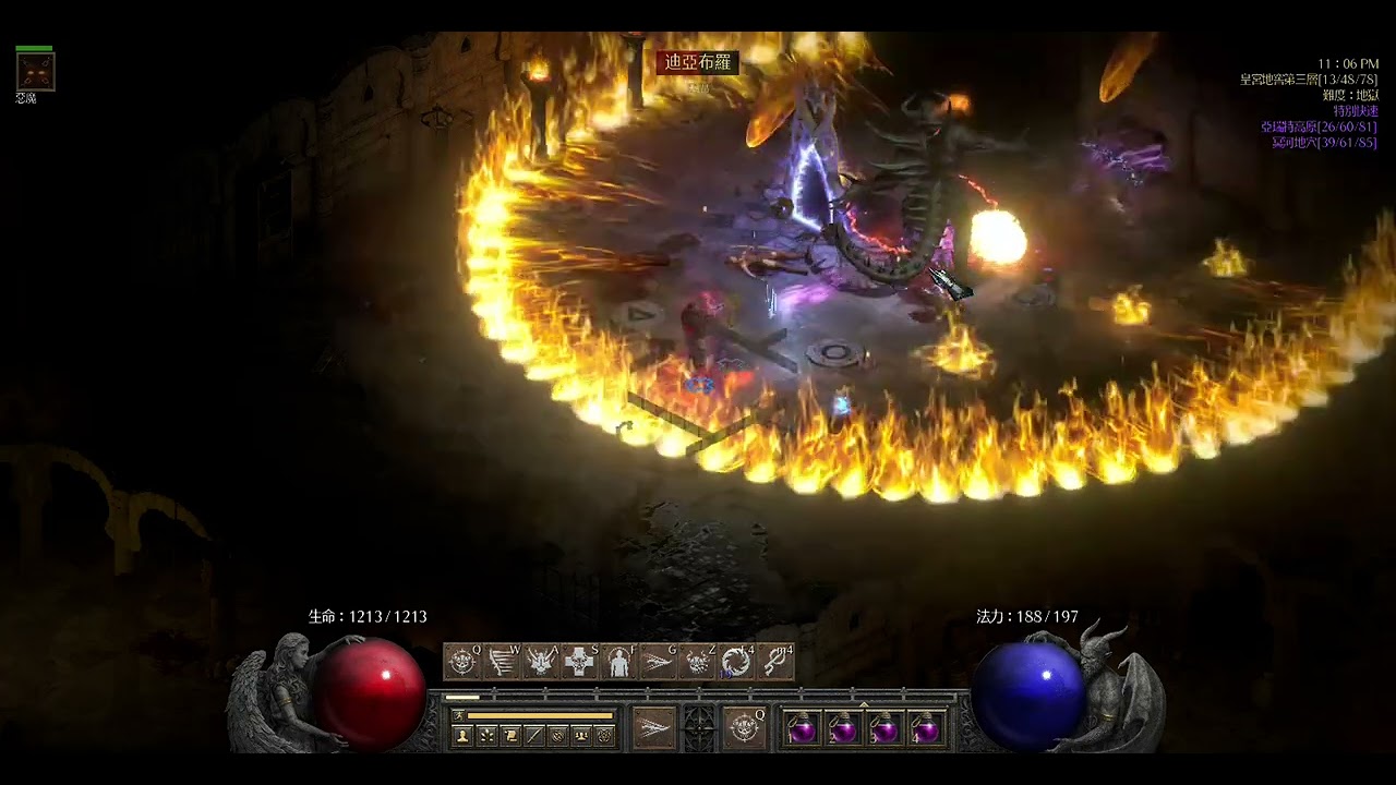 Diablo II  Resurrected 只撐抗性用匕首的迴響術士打地表
