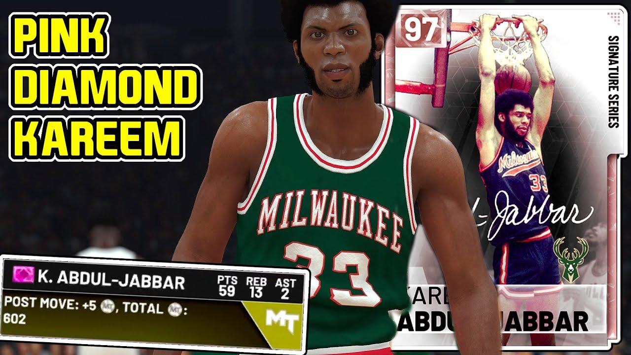 PINK DIAMOND KAREEM 59PT GAMEPLAY! THE POST GOD IN FULL ACTION! NBA 2k19 MyTEAM