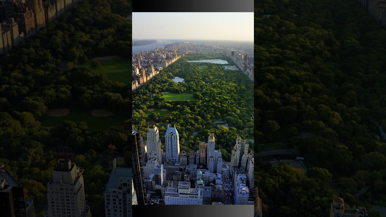 Central Park & Manhattan Skyline | Aerial Views of New York City&rsquo;s Tranquil Side#shorts