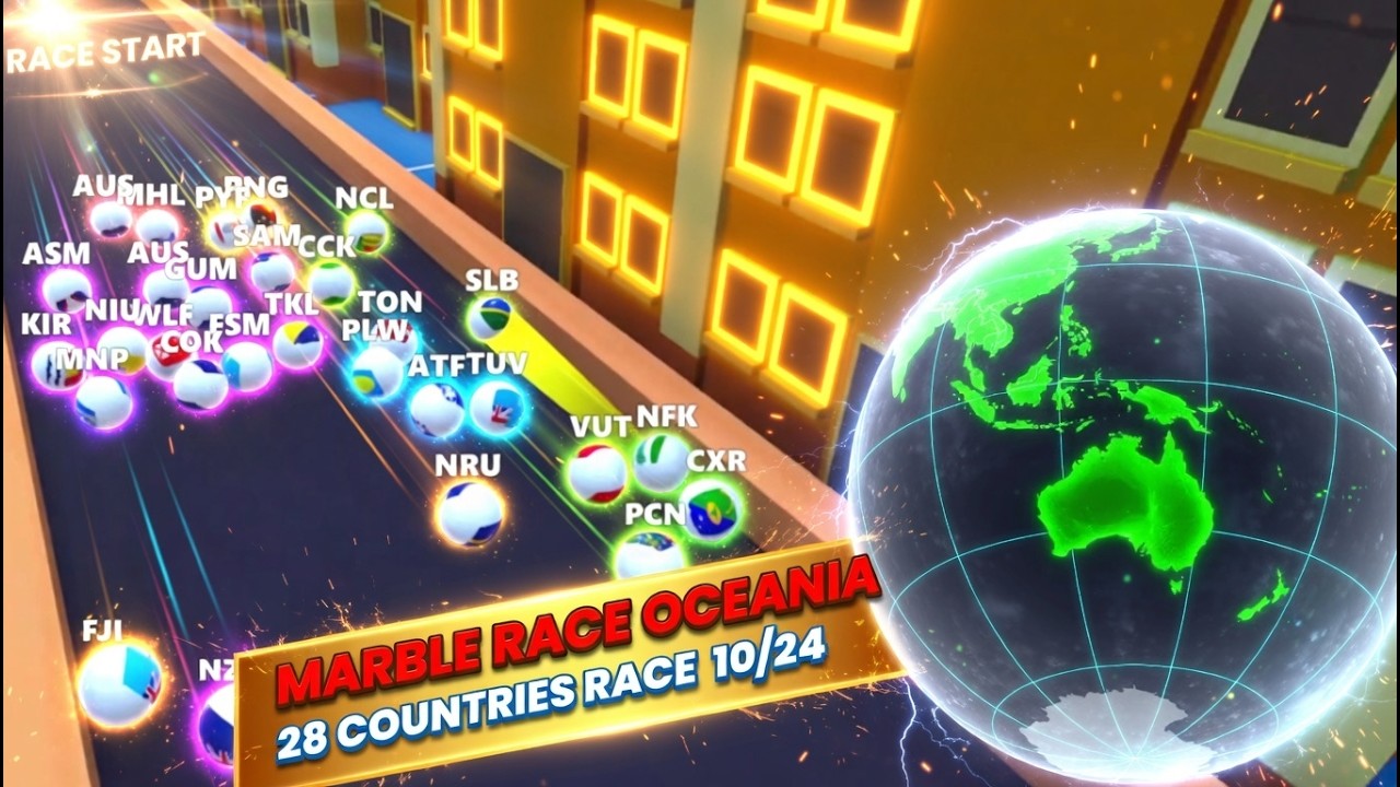 28 Nations Clash! 🏁 Oceania F1 Marble Race S3 Race 10 ASMR Satisfying