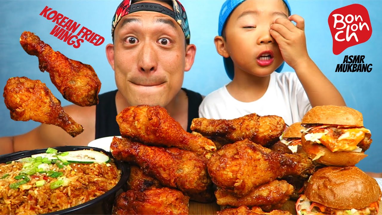 Korean Fried Chicken + Sliders + Kimchi Fried Rice from BONCHON- ASMR/Mukbang-