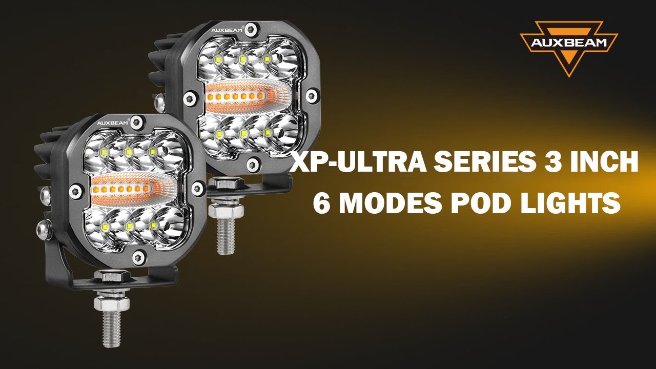 Auxbeam® 3 Inch 6 Modes 96W 9600LM LED Pods Driving Lights with Amber White Flashing