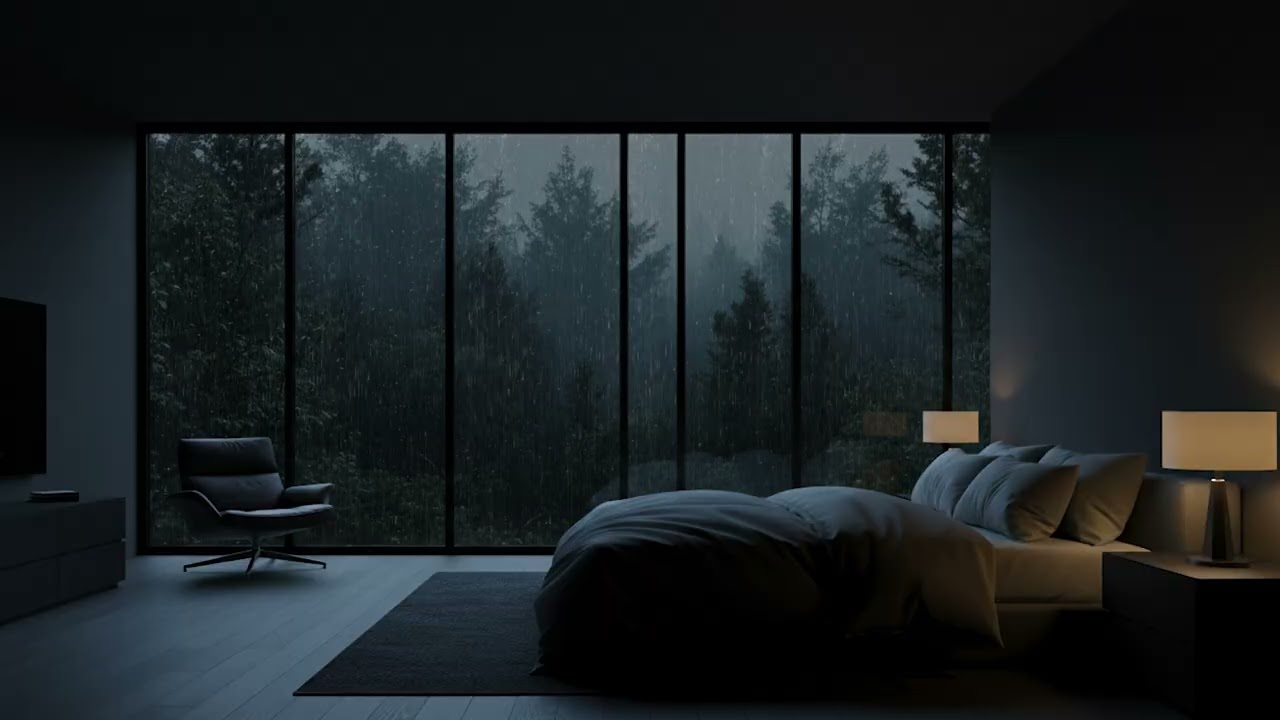 🌧️ Heavy Rain on Window at Night | Dark Room Ambience for Deep Sleep & Anxiety Relief (8 Hours)