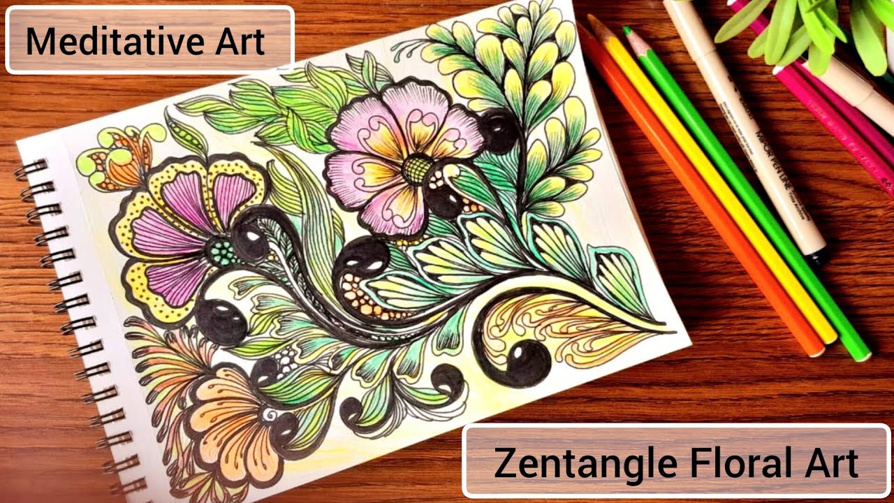 🌻New Zentangle Floral Art #art #zen #zentangle #aesthetic #arttutorial #doodle #howtodraw #artist 