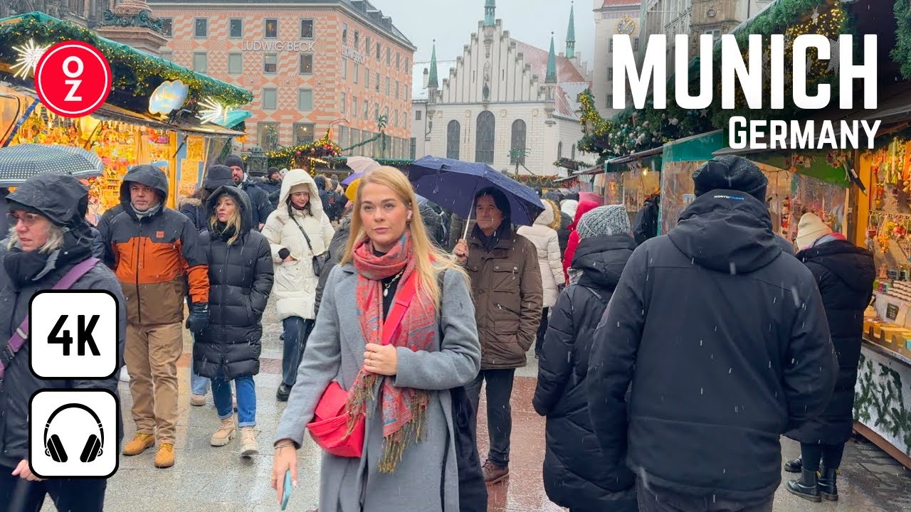 Munich, Germany - Christmas Walking Tour in 4K 60fps HDR 🇩🇪