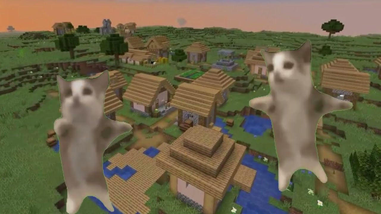 Three happy cats in Minecraft（音量注意）
