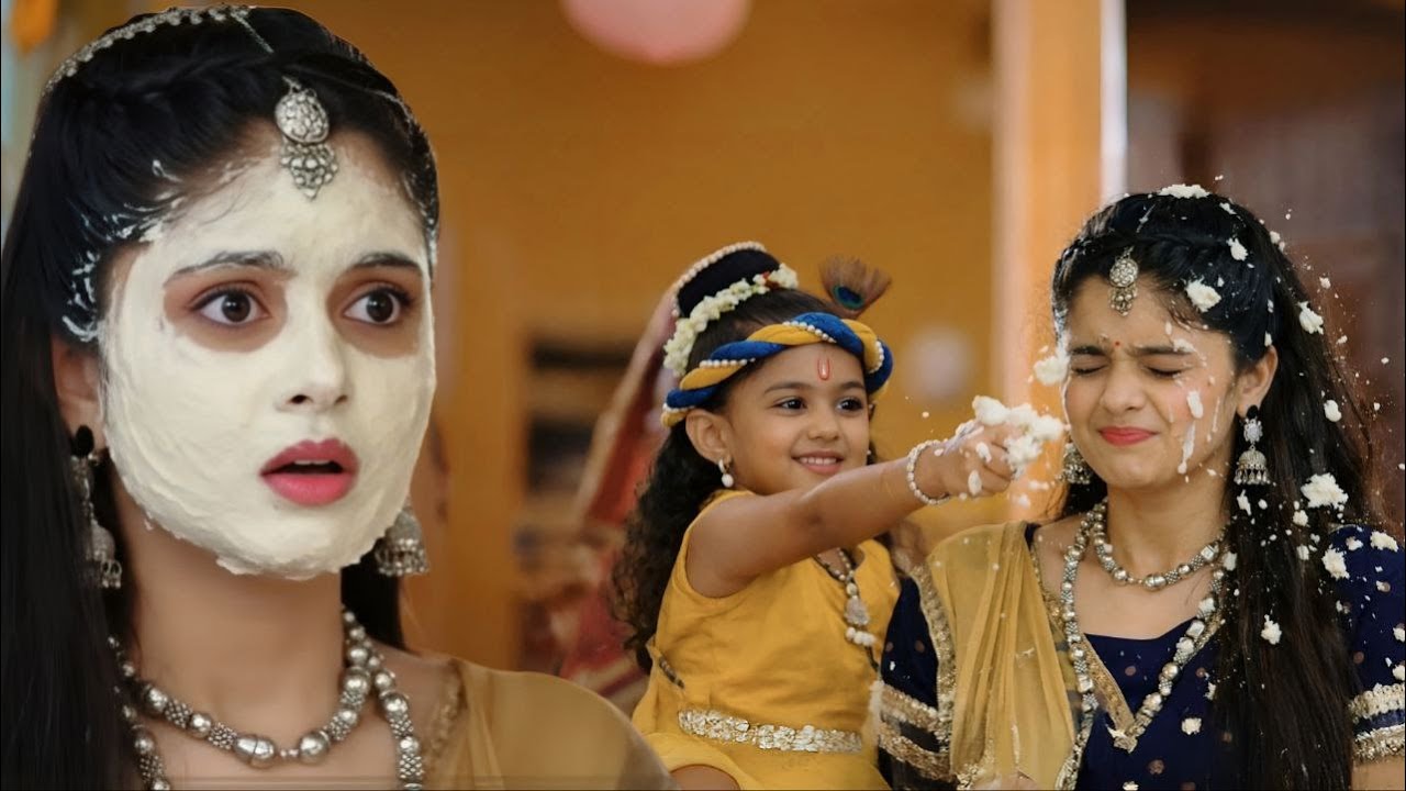 गोपी हैरान! कान्हा ने मुंह पर लगा दिया पूरा माखन ! || Yashomati Maiyaa Ke Nandlala ||