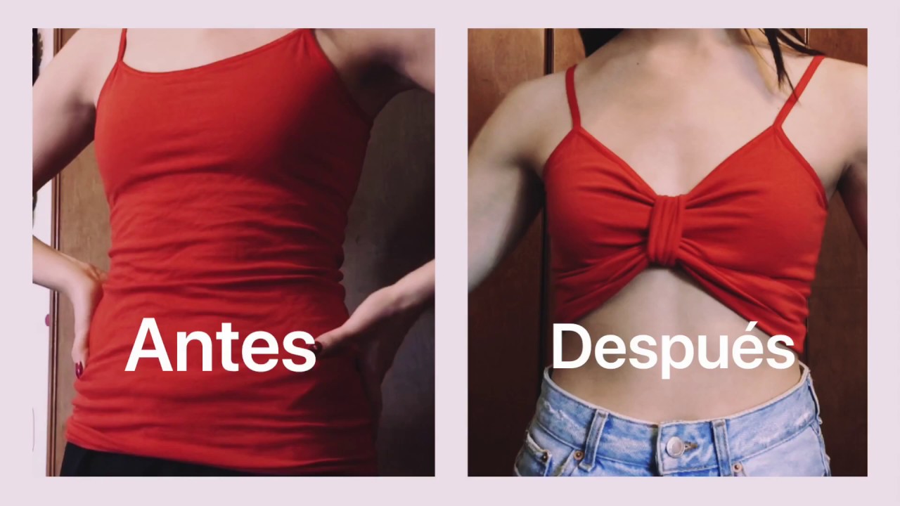 🎀 • DIY • BLUSA DE TIRANTES A CROP TOP DE MOÑO • 🎀 (suuuuuper fácil, sin coser)