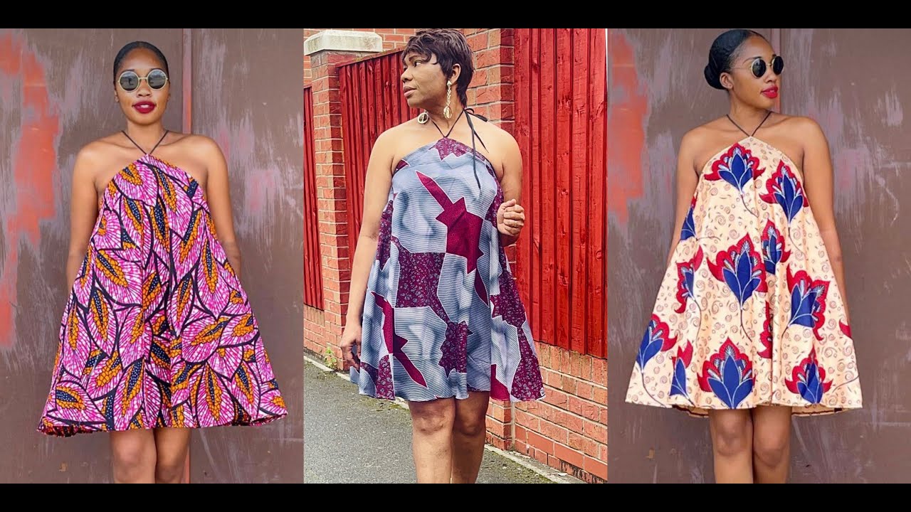 How To MAKE A Short Midi Dress With Neck Strap:Cutting And Stitching