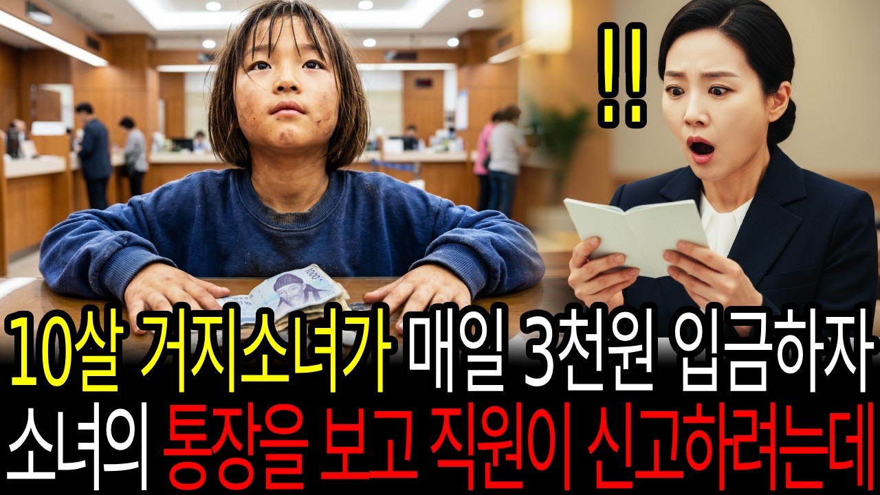 10살 거지소녀가 매번 3천원씩 입금하자 소녀의 통장을 보고 직원이 신고하려는데