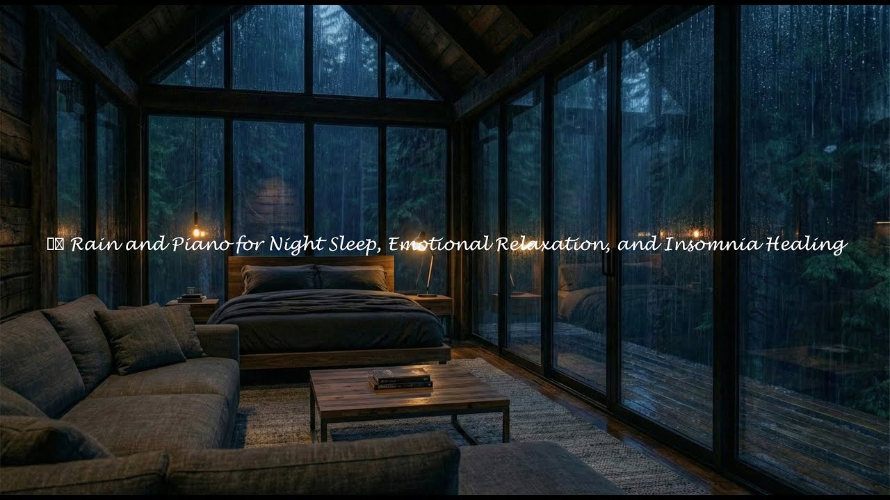 Overnight Rain Ambience with Piano for Deep Rest 🌌 