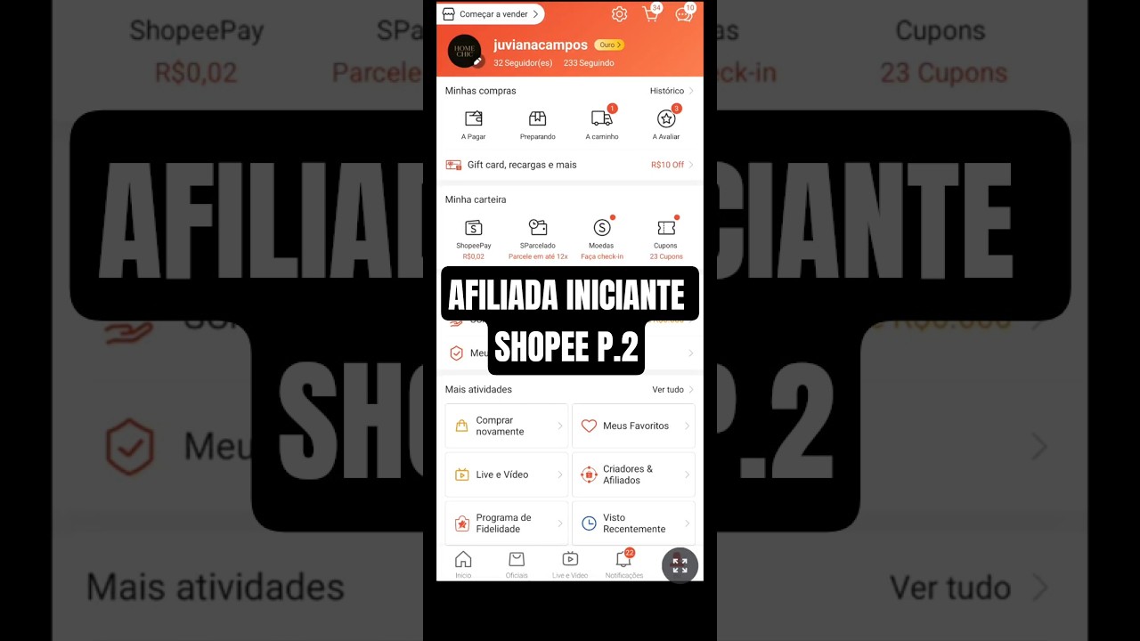 AFILIADA INICIANTE SHOPEE V&Iacute;DEOS [Minha experi&ecirc;ncia P.2]