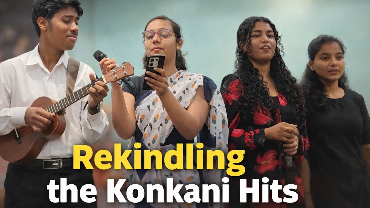 Dhempe students sing popular Konkani songs on International Women's Day program by NGO Uzwadd.