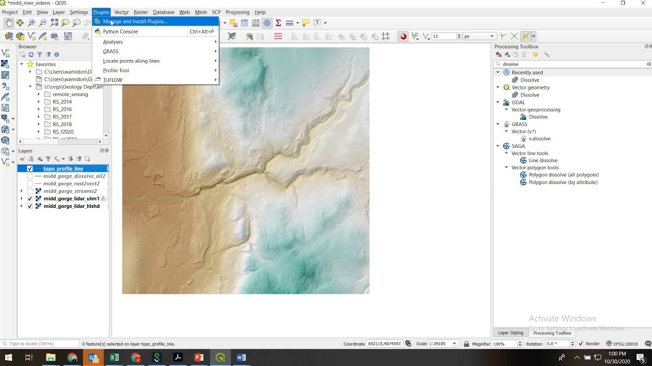 Извлечение топографического профиля с помощью инструмента «Профиль» в QGIS 3.10