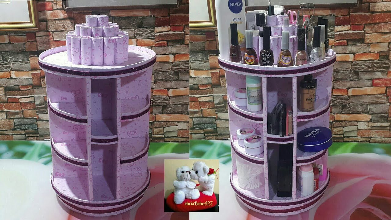DIY Improved Rotating Cosmetic / Makeup Organizer, My Own Idea Rotating Base W/out Stick
