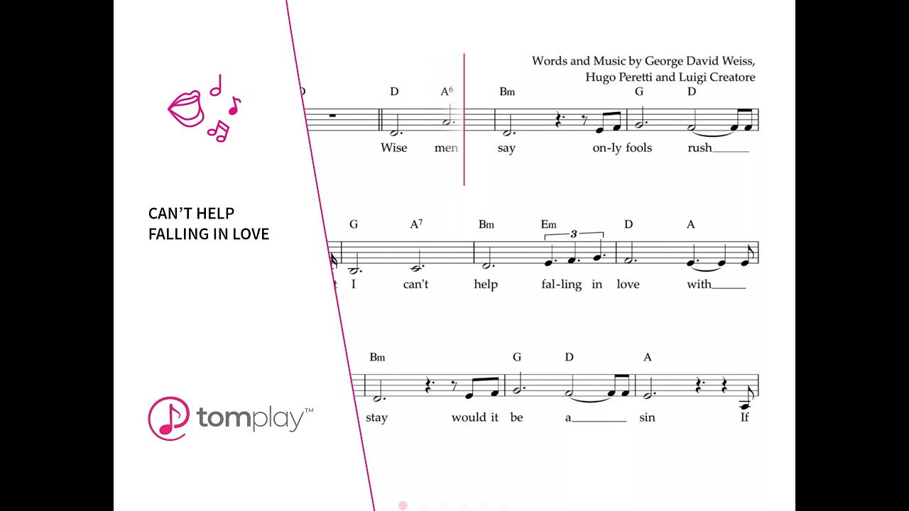 Can’t help falling in love - Singer Sheet Music 🎶