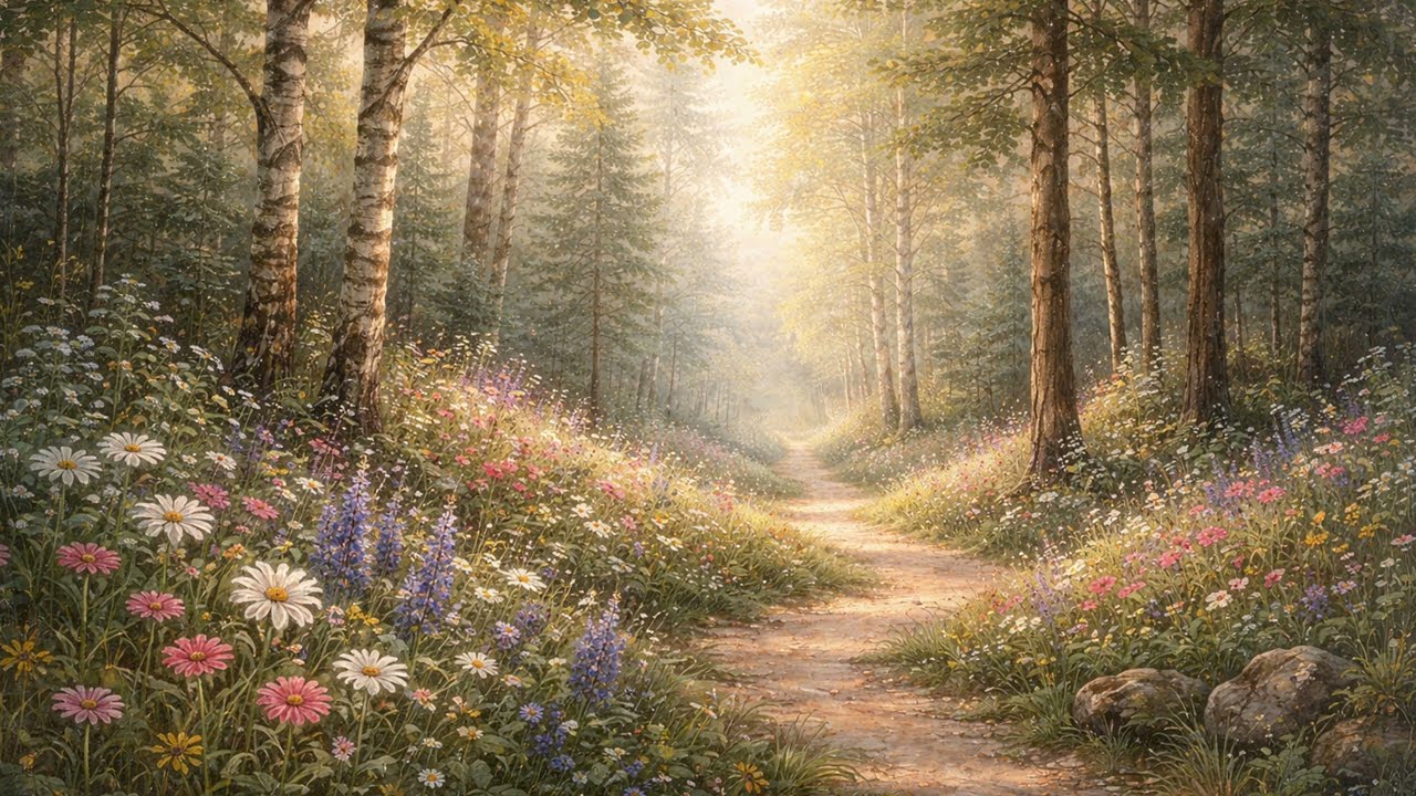 Morning Forest Path Art for TV | Quiet Coniferous Woodland Painting | Samsung Frame