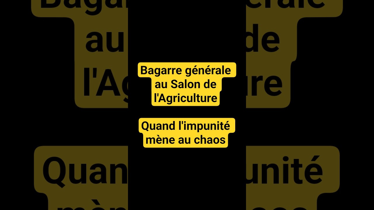 Bagarre g&eacute;n&eacute;rale au Salon de l'Agriculture : quand l'impunit&eacute; m&egrave;ne au chaos