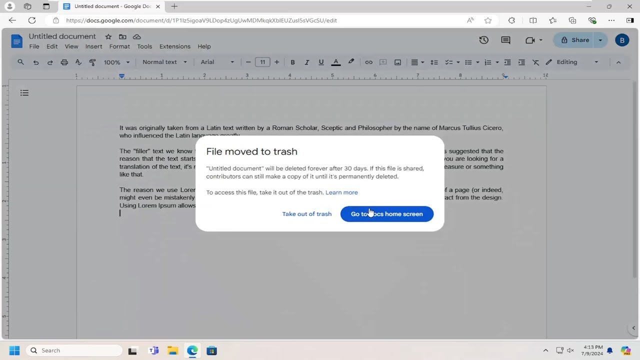How To Recover A Deleted Google Doc
