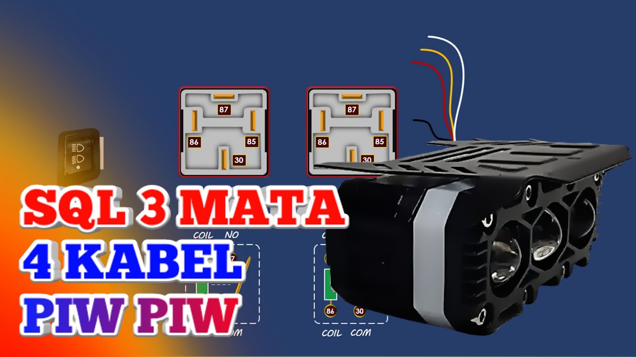 Pasang Lampu Tembak LED Laser SQL 3 Mata 4 Kabel with Devil Eye | Relay 4 Kaki | Piw Piw
