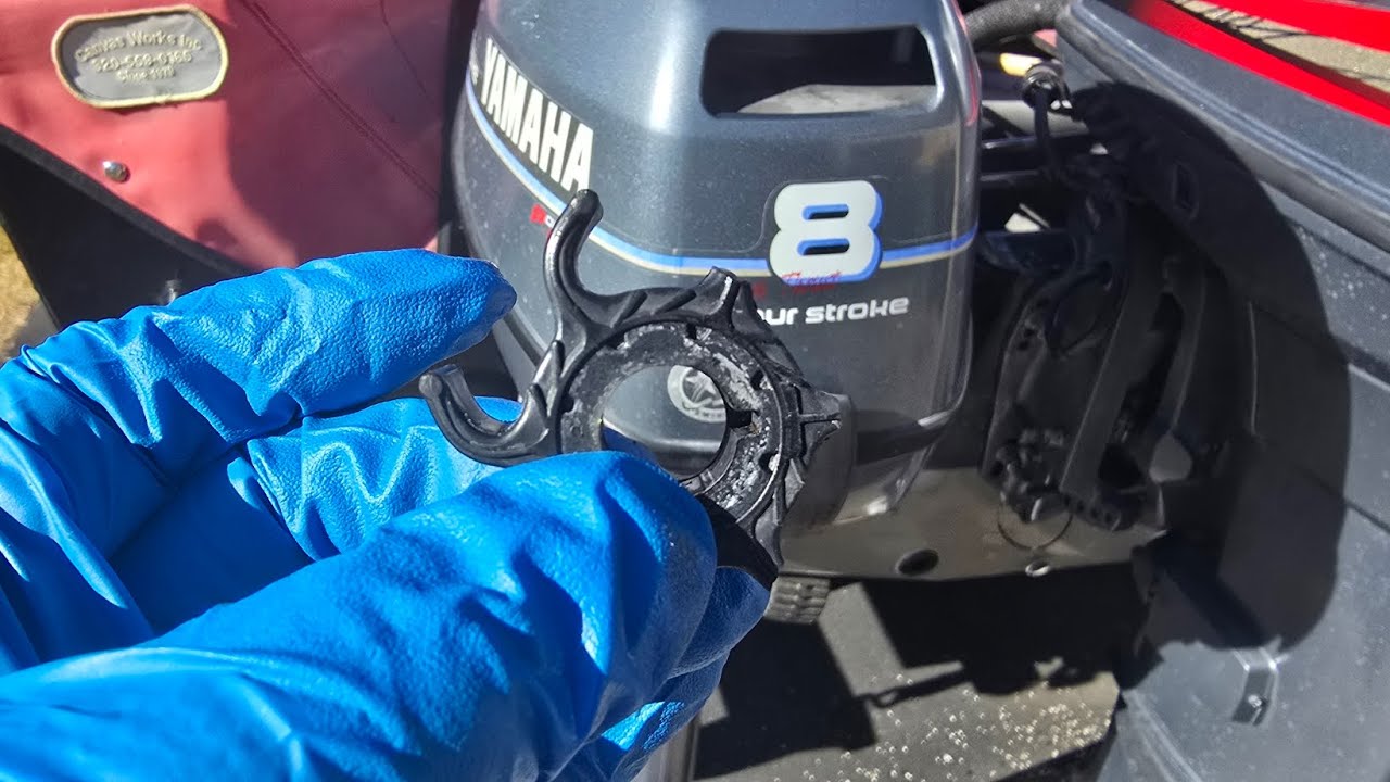 Repairing the water pump in an 2001 Yamaha 8hp high thrust 4 stroke outboard.