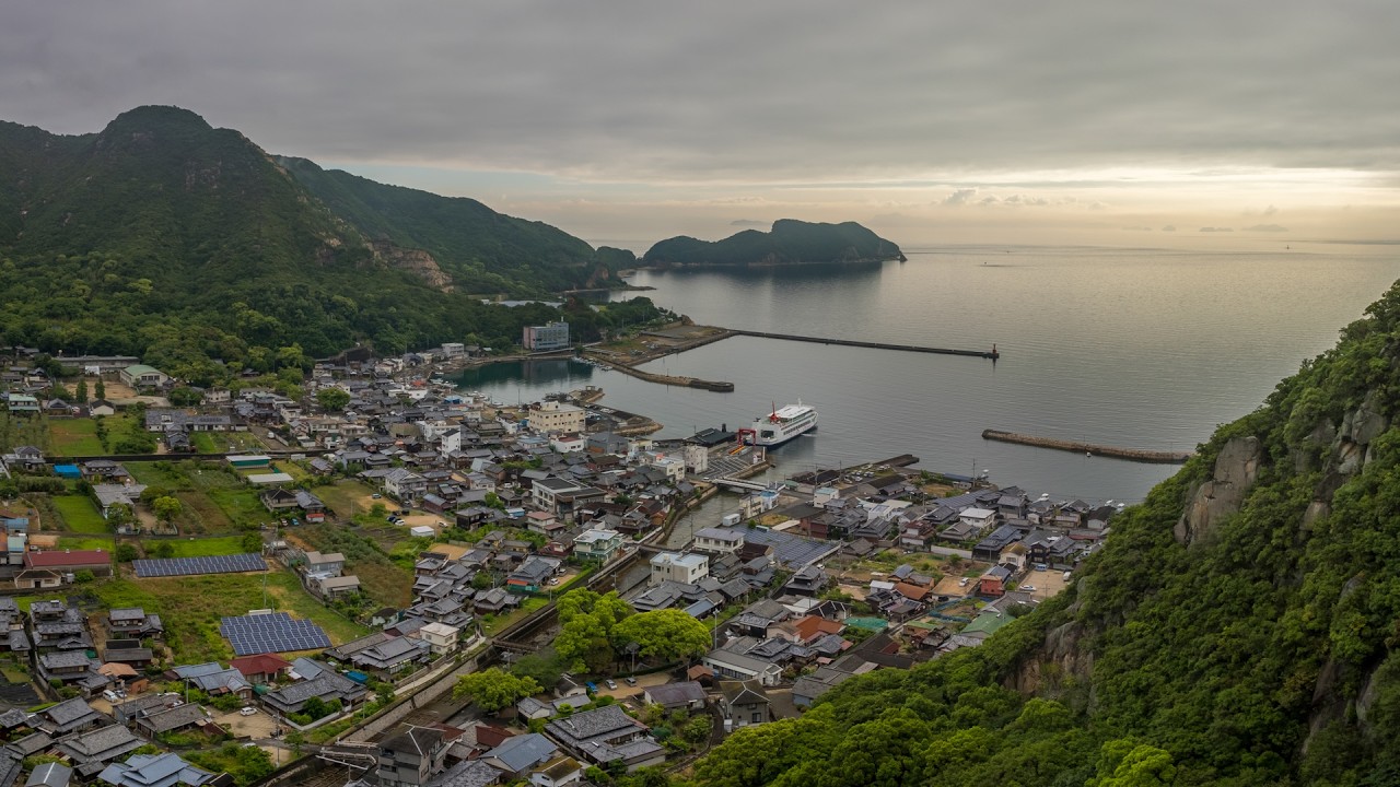 Morning Walk in Cliffside Harbor Town | Shodoshima, Japan 4K